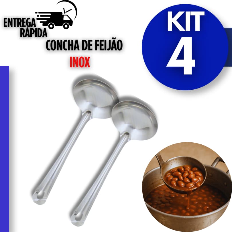 Concha Inox Resistente para Feijão Sopa Molho Cozinha Restaurante Buffet