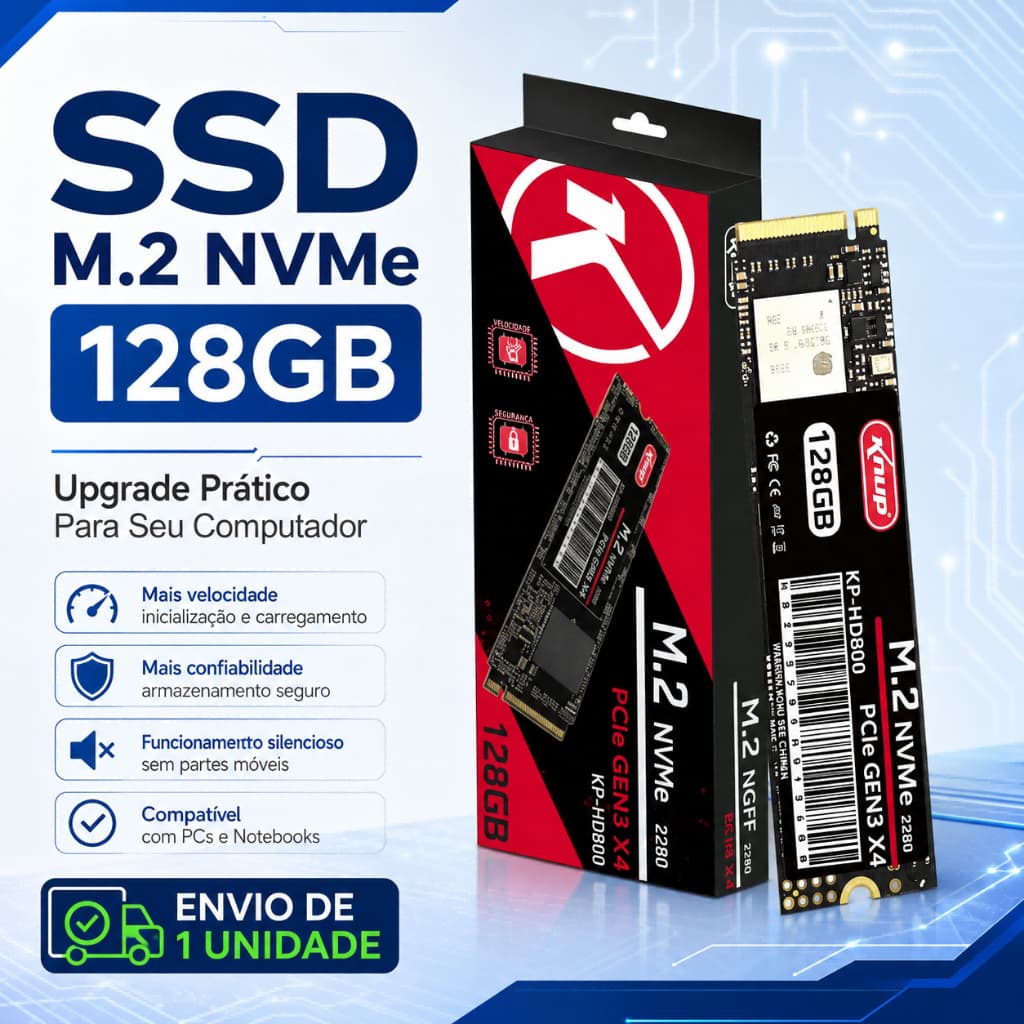 SSD Interno M.2 NVMe KNUP 128GB PCIe 3.0 Formato 2280 Para PC Notebook