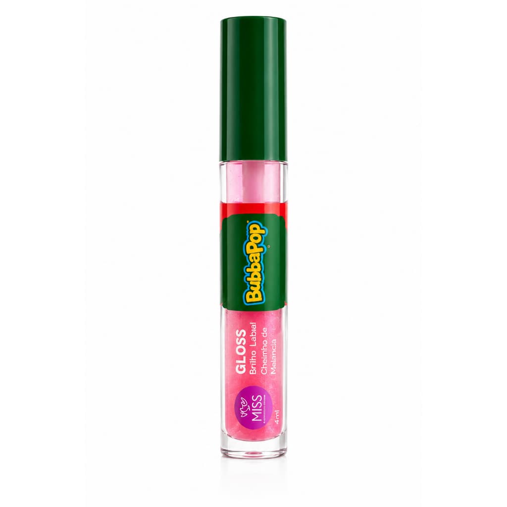Gloss labial ou lip gloss, hidratante labial com brilho sabor Melancia 4ml BubbaPop.