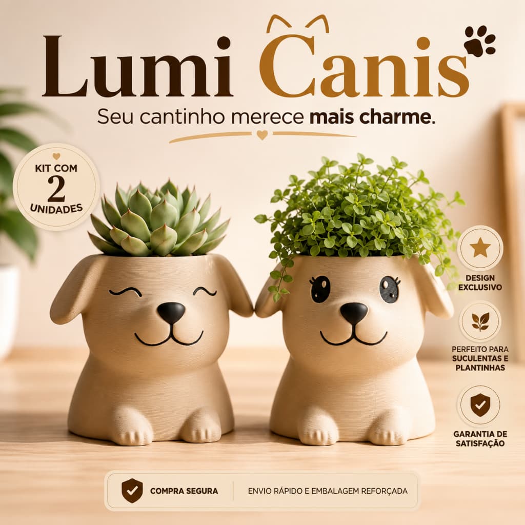 Kit 2 Vasinho de suculenta tema Cachorrinho