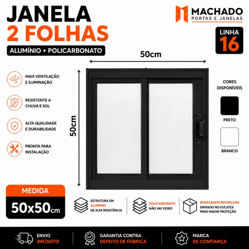 Janela Vitro 2 folhas Alumínio 50x50cm