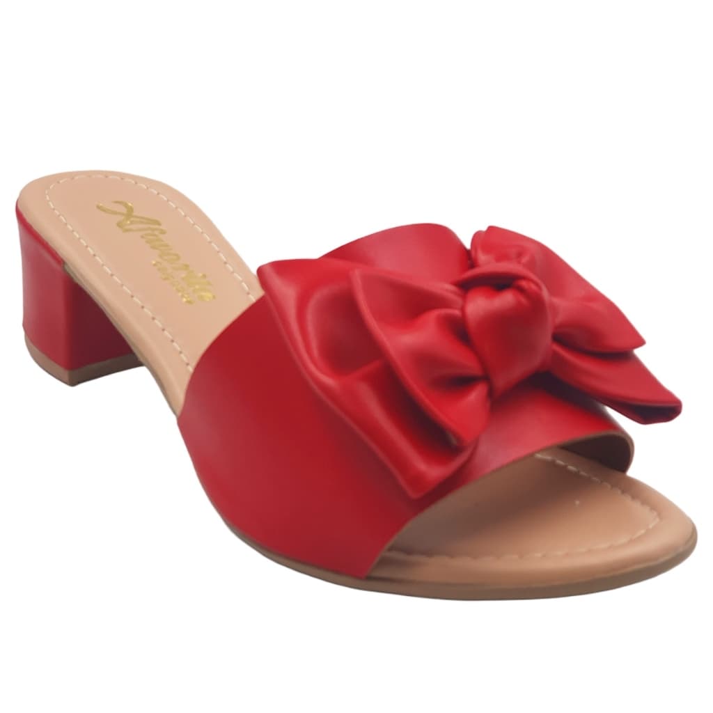 Tamanco Feminino Sandália Laço Nó Salto Médio Confortável Detalhe Laço Delicada Estilo Moderno e Charme no Dia a Dia