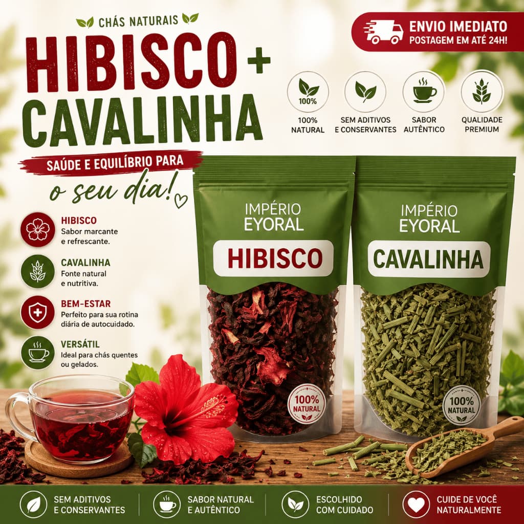 kit Chá De hibisco + Chá De Cavalinha (Termogenico, Detox e Diurético)