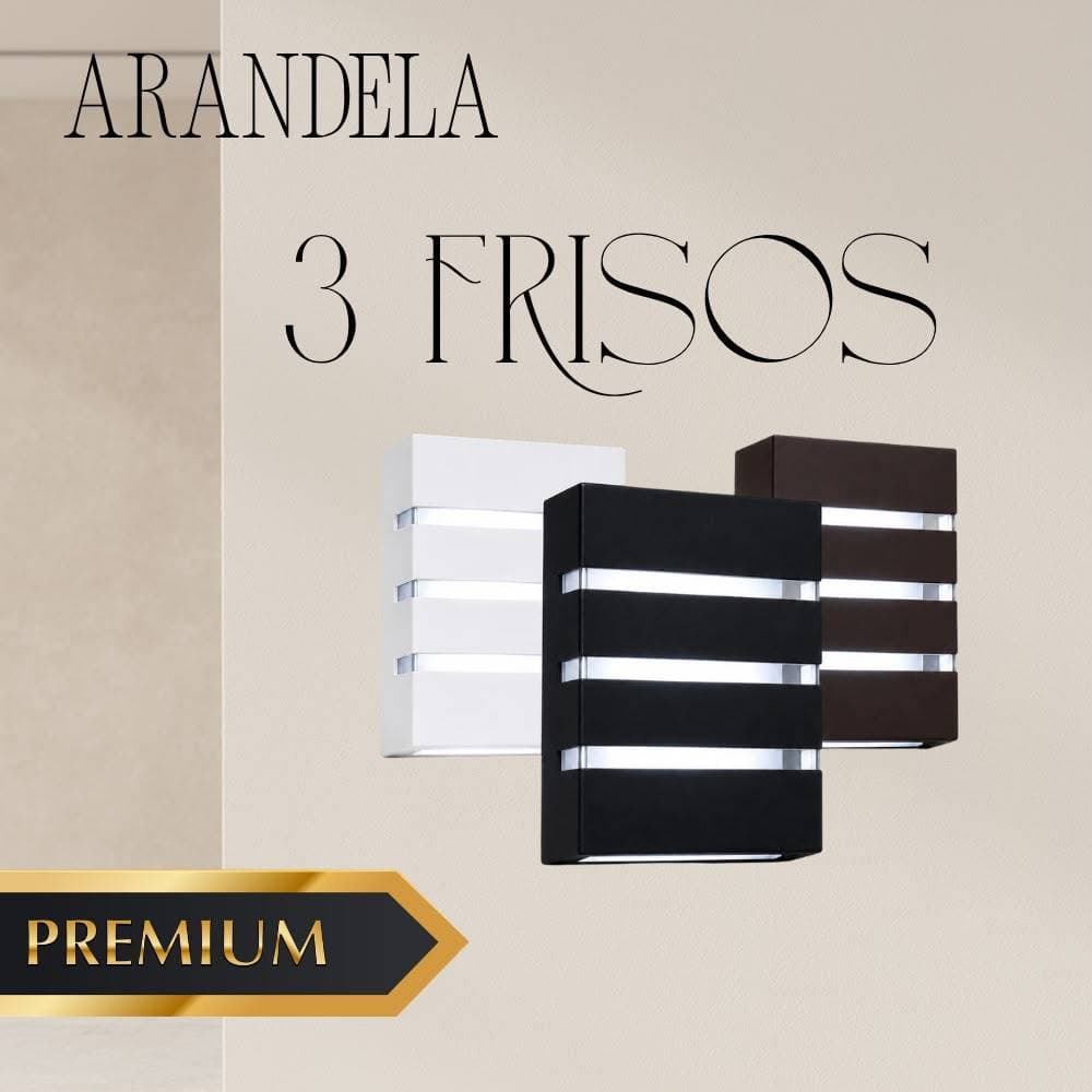 Arandela Luminária Kit 3 Und Parede 3 Frisos Externa Interna Bivolt LED Muro Fachada Moderna Slim