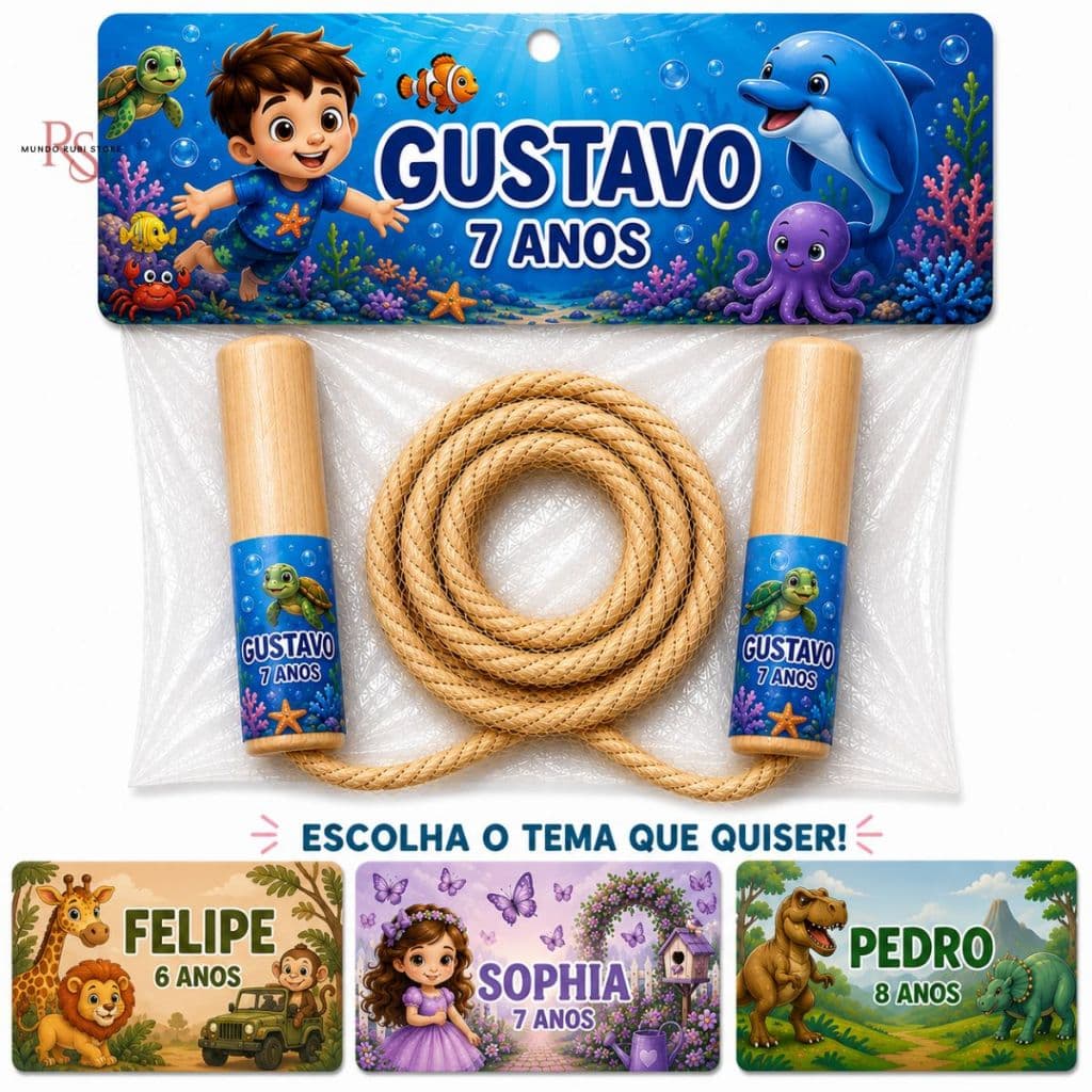 Pula Corda 2,0m  Personalizado Escolha o Tema Diversão Brincadeiras Lembrancinhas