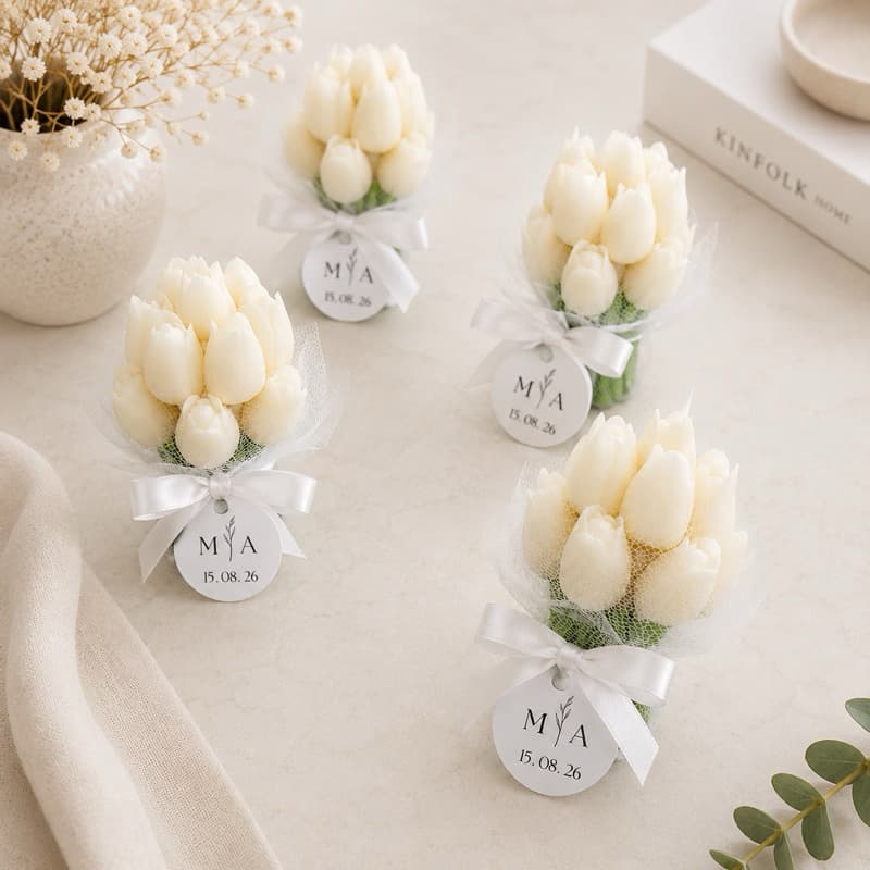 Kit Vela Aromática Buquê de Flores, lembrancinha para casamento, padrinho, madrinha e outros