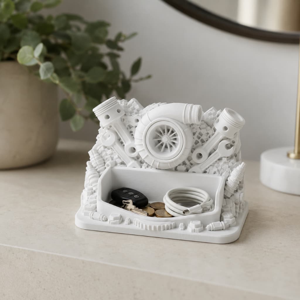 Porta Cartão de Visita Pistão Motor Mecânico Decorativo em PLA