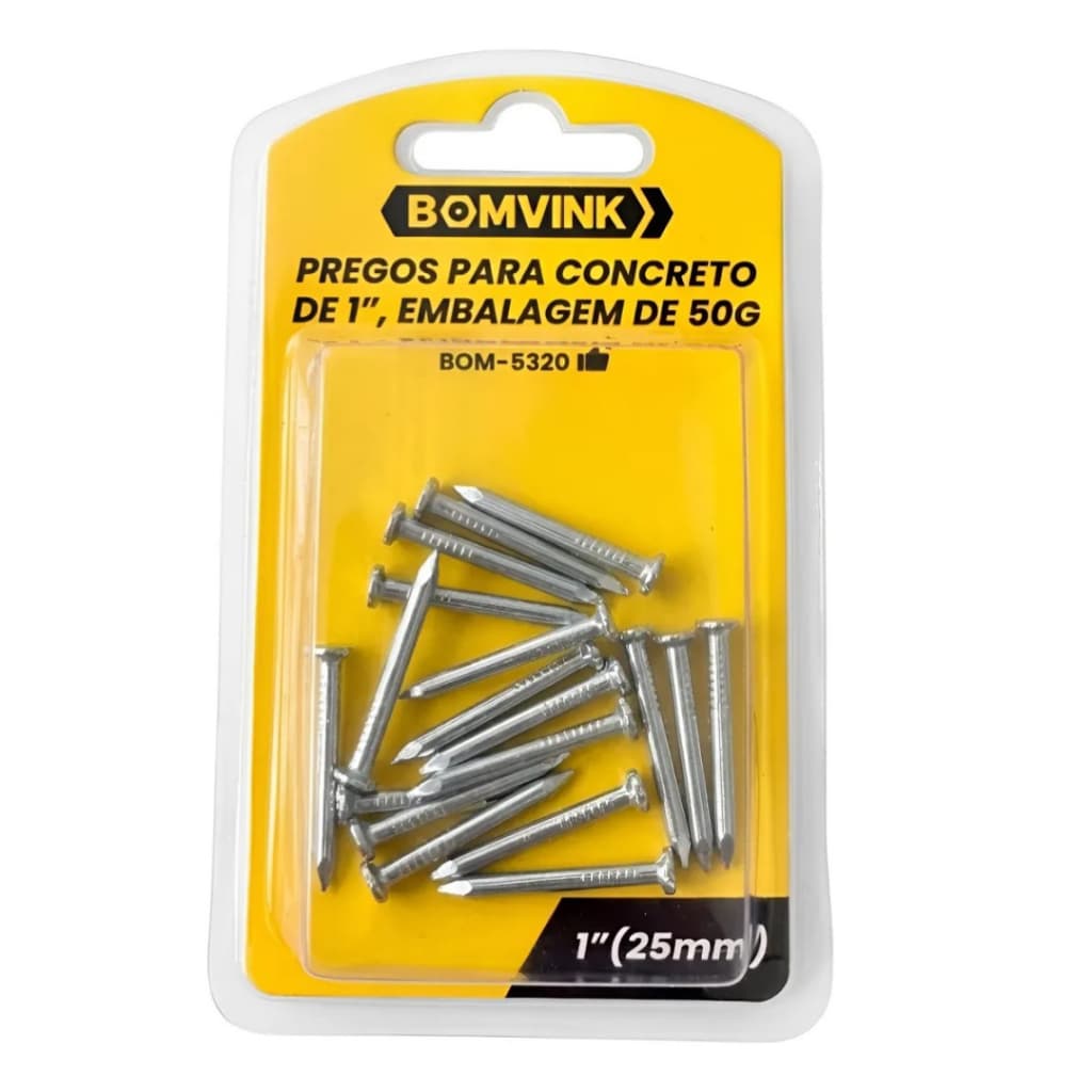 Prego De Aço Temperado Para Concreto 1 Pol 25mm Kit 50g