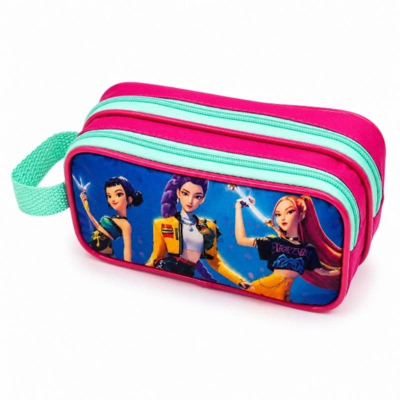 Estojo Escolar Infantil Grande Duplo 2 Zíperes Porta Lápis Guerreras do Kpop Menina
