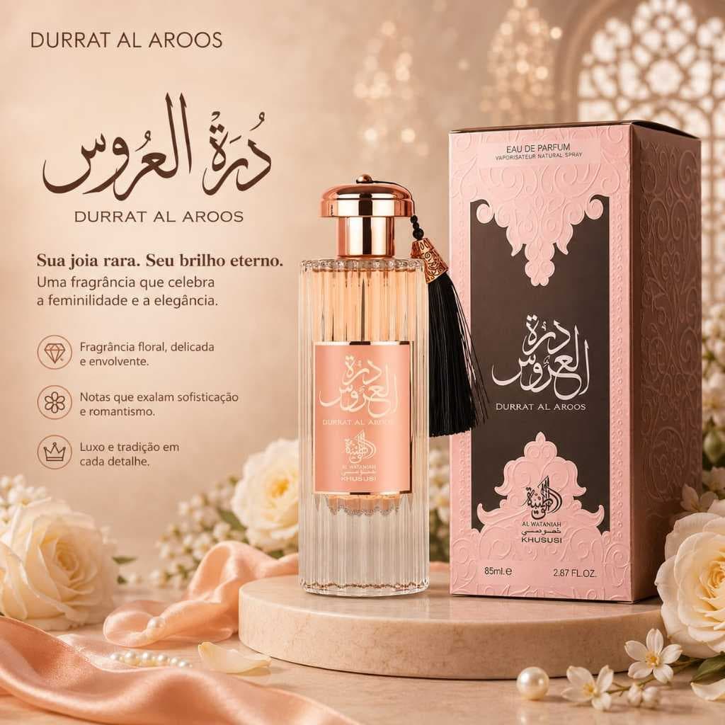 Perfume Durrat Al Aroos Original Al Wataniah Árabe Feminino Marcante Cheiro de Rica Luxo