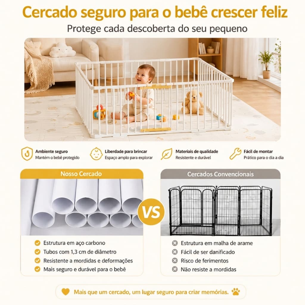 Cercadinho Bebê Grande Chiqueirinho Infantil Cercado Portátil Dobrável de Seguro e Protegido