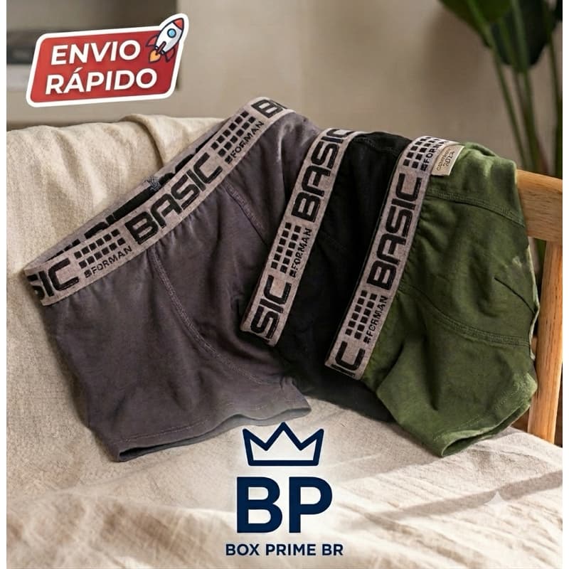 Kit de 5 Cueca Box Boxer em Algodão (100% Algodão)