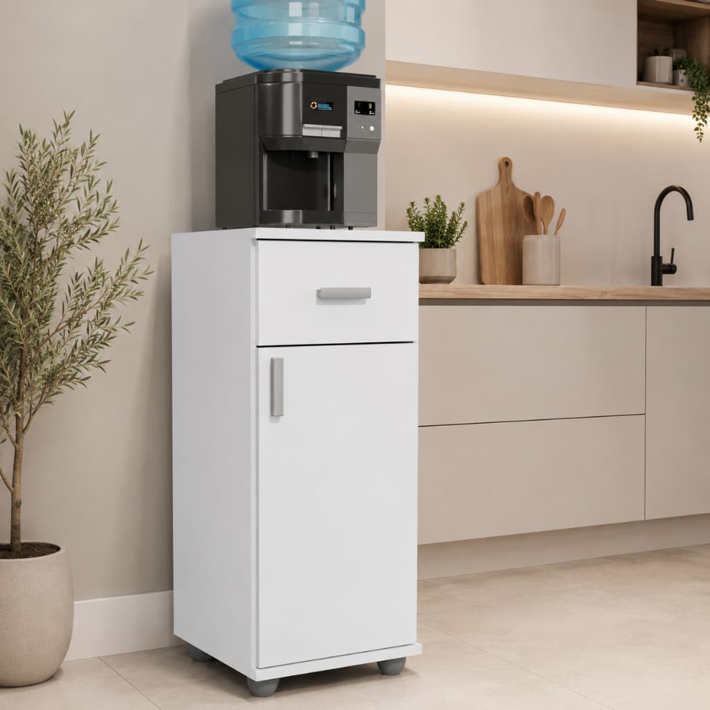 Armário para Bebedouro com Gaveta e Porta Organizador Multiuso Suporte para Galão 20L Cozinha Escritório MDF