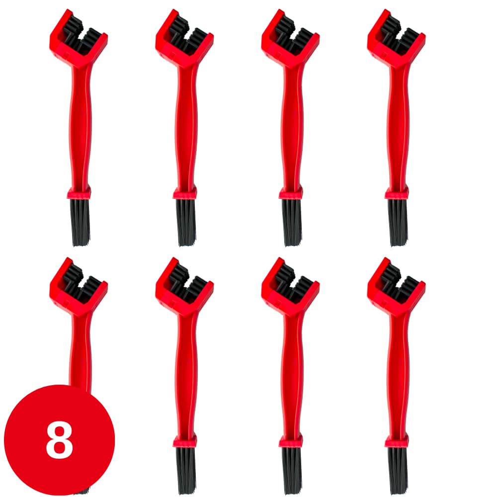 Kit com 8 Escova Limpeza Corrente Moto Vermelho