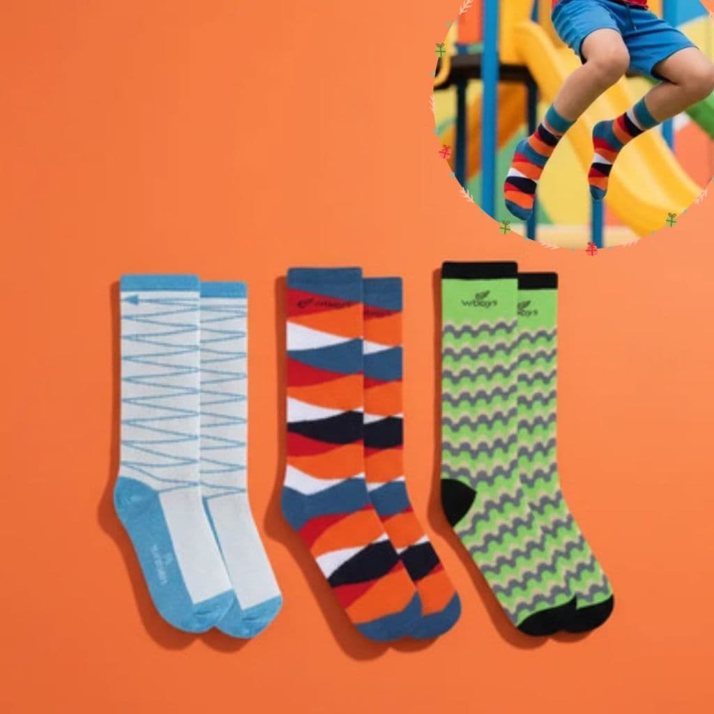 Kit 3 Pares de Meia Infantil Menino Cano Longo Algodao Divertida Colorida
