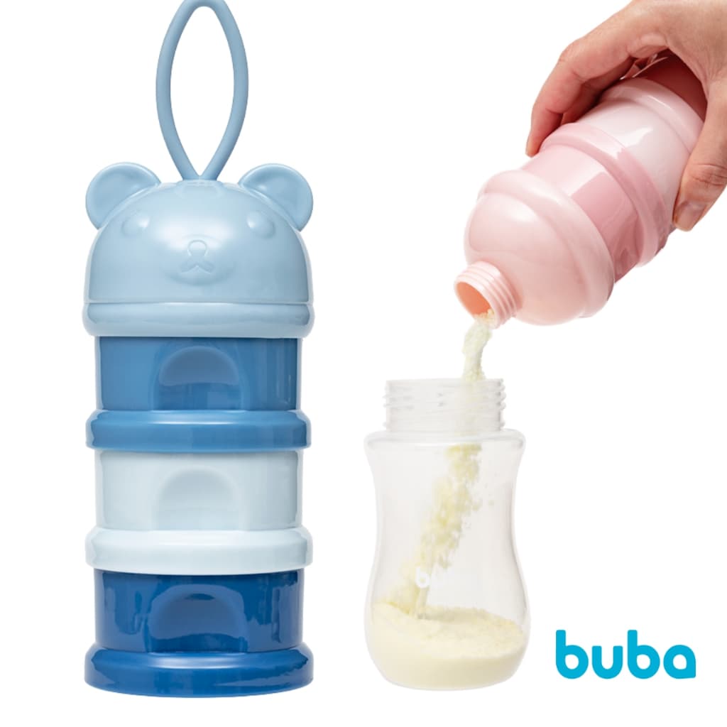 Pote Dosador Porta Leite em Pó Buba Porta Formula Bebê Ursinho Lanche Com Rosca