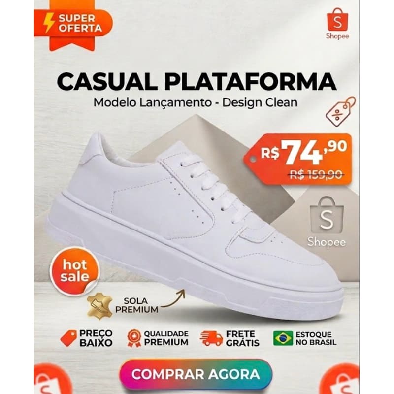TENIS CASUAL TIGER MACIO BRANCO PRETO CONFORTALVEL LEVE E MODERNO - OFERTA!!