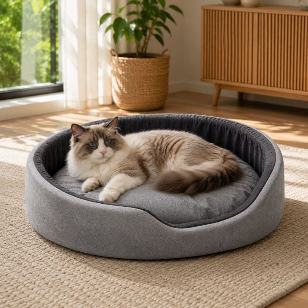 Ninho Pet para Cachorro Gato Cama Redonda Macia Lavável Fundo Impermeável com Zíper Espuma D23 Berço