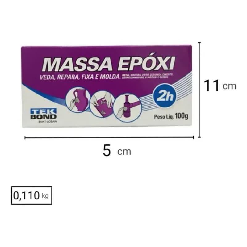 2 Unidades Massa Epóxi Tekbond 100g – Veda, Repara, Fixa e Molda com Força Totalf