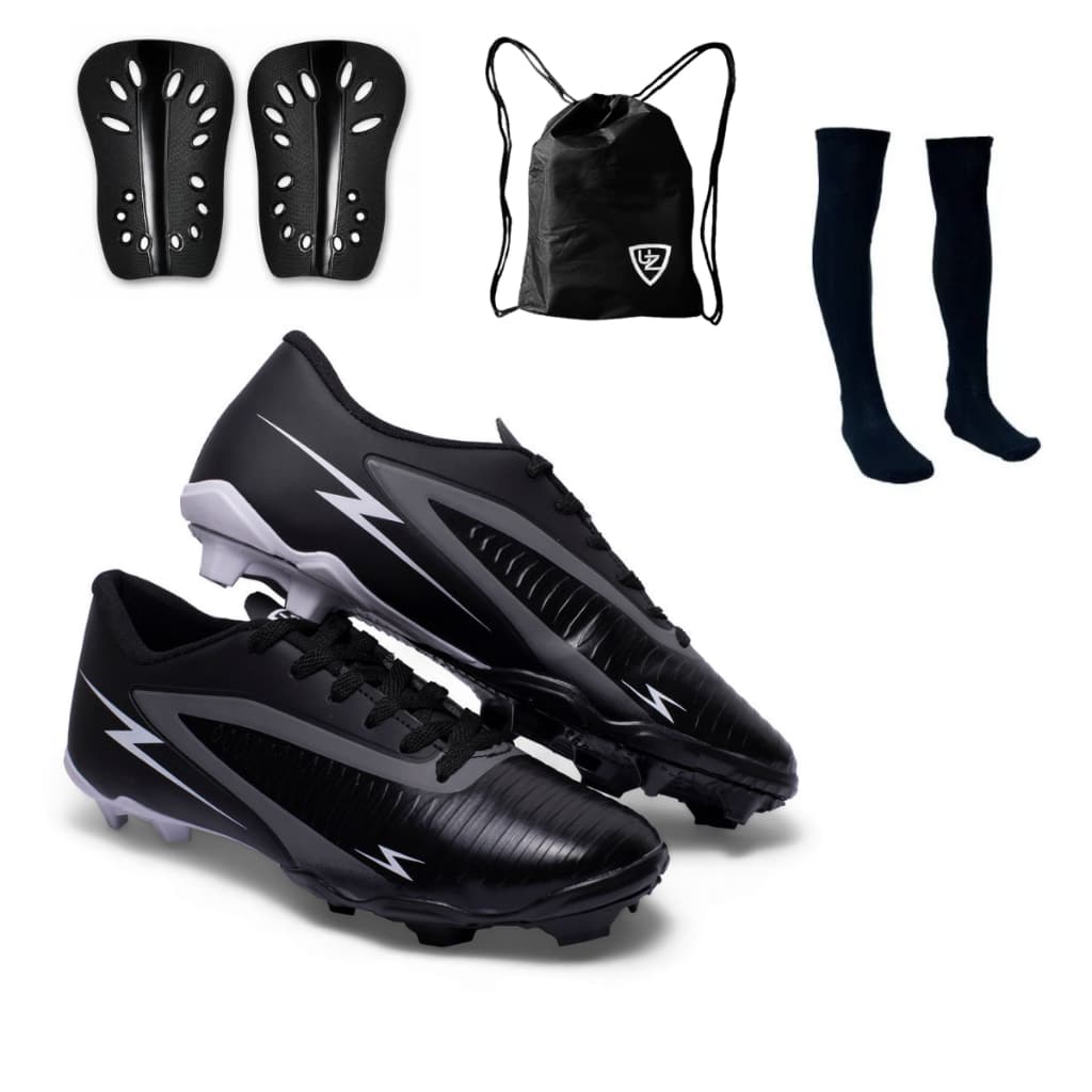Chuteira Futebol Campo Striker Lançamento Uzze Sport + Meião + Caneleira + Mochila