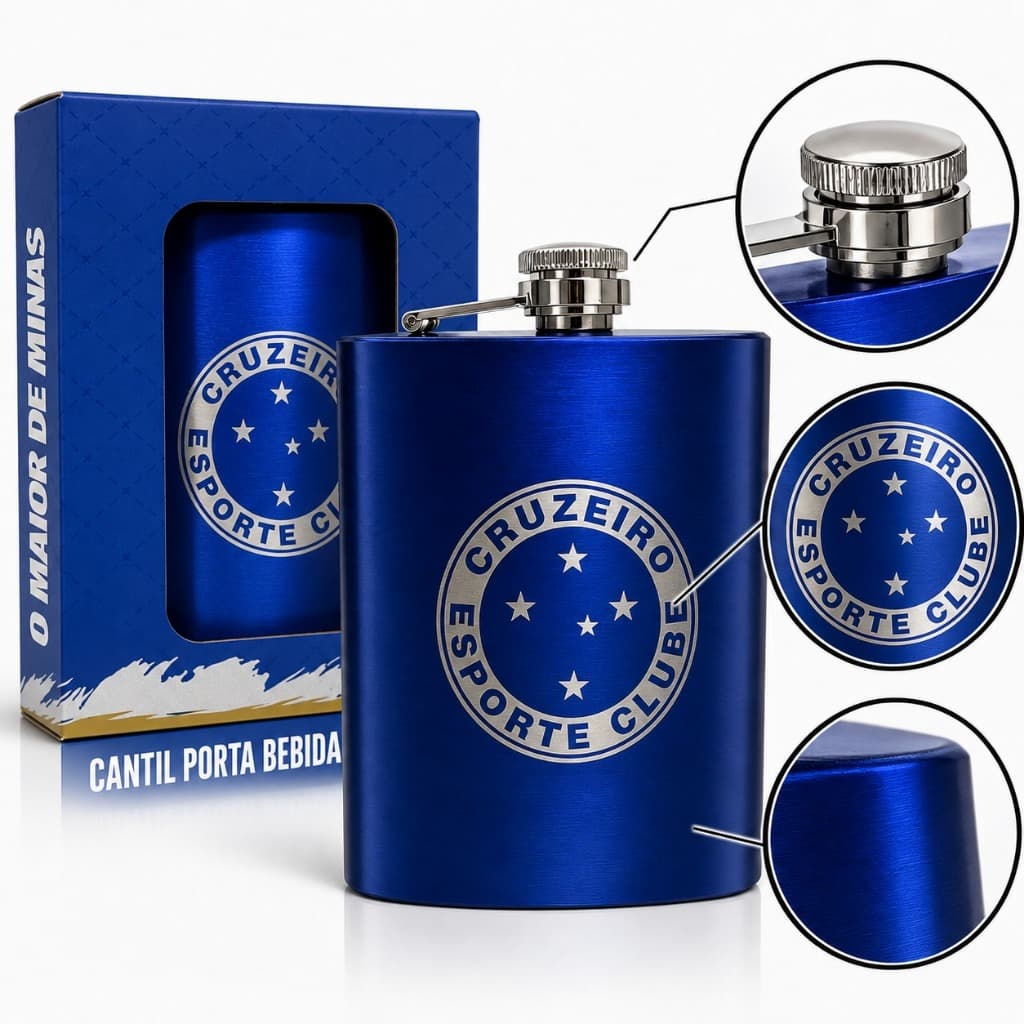 Cantil De Bolso Cruzeiro Porta Bebida 220ml Oficial Raposa