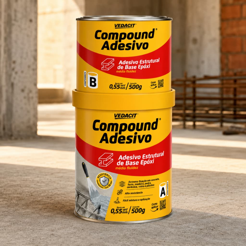 Compound Adesivo Estrutural Epoxi Lata 1kg A+b Otto Baumgard Alta Resistência E Colagem - Vedacit