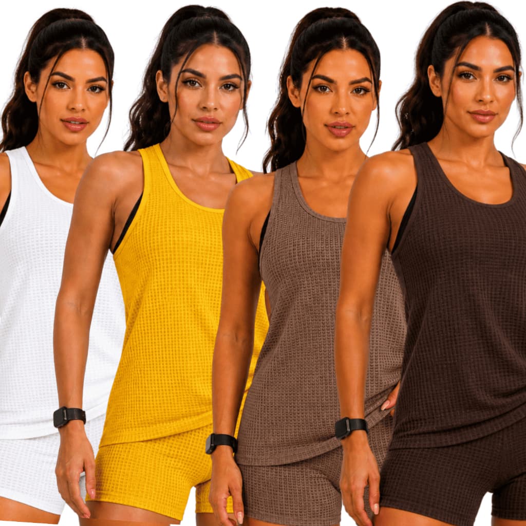 KIT 4 Regatas Feminina Fitness Tecido Fresco Academia Caminhada P ao GG Confortável