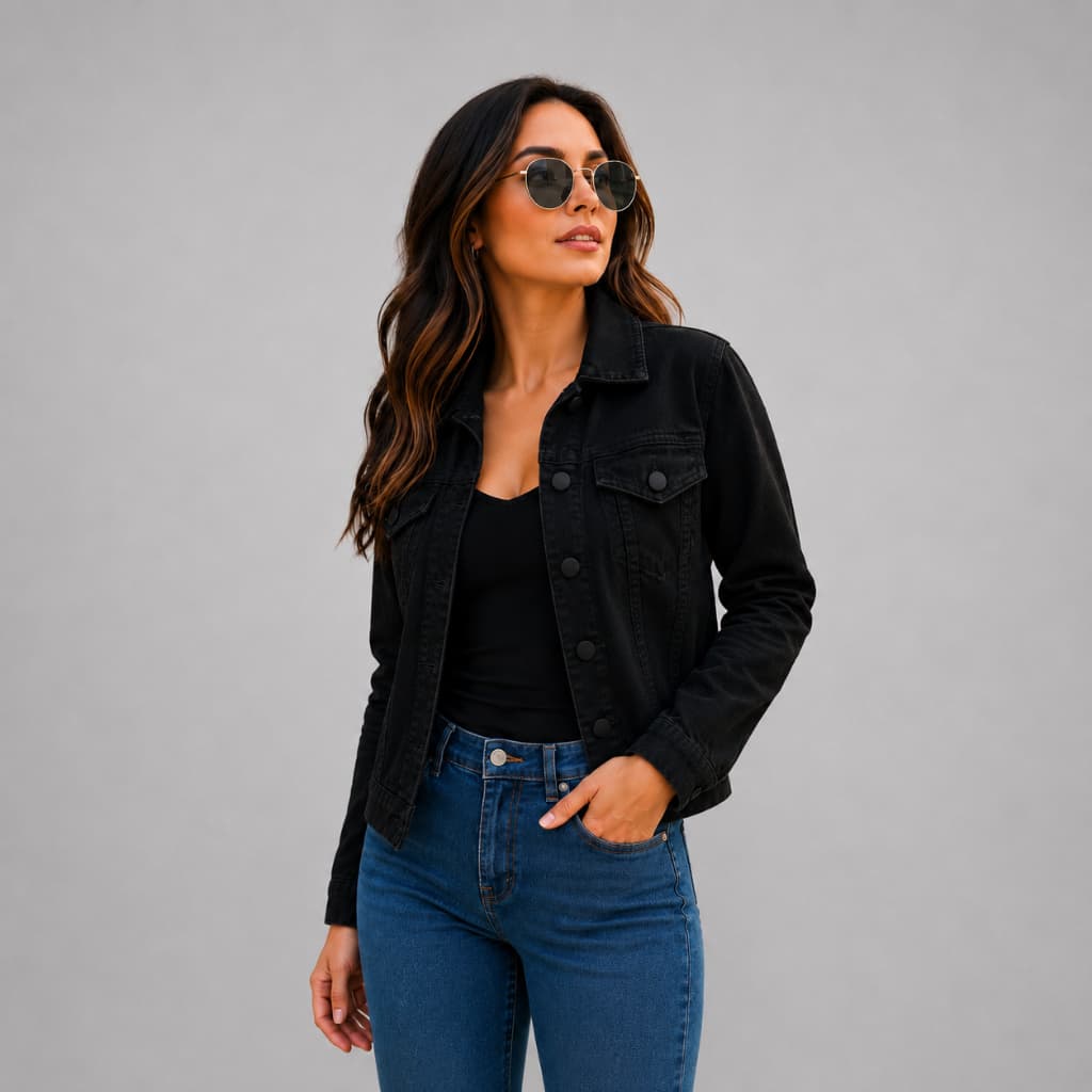 Jaqueta Jeans Feminina Botões Frontais Casual Estilosa
