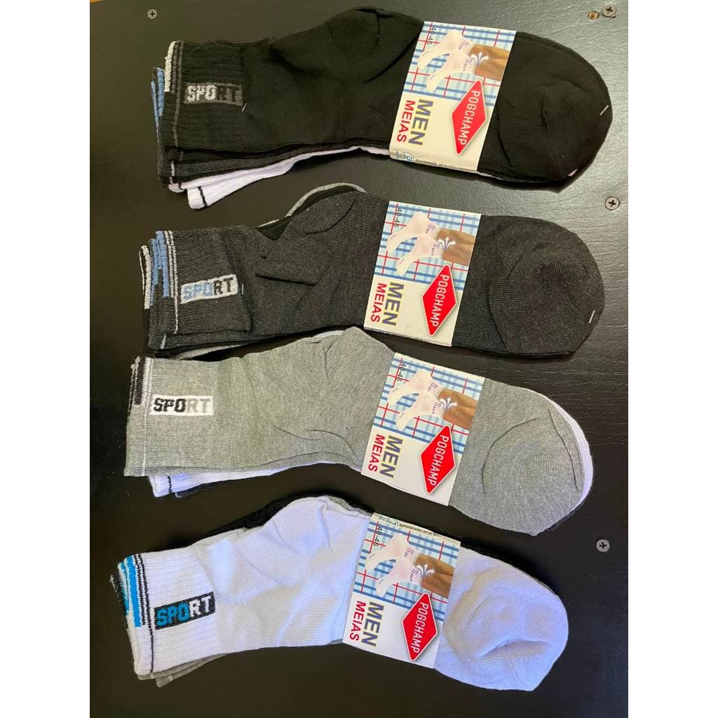 Kit 12 Pares de Meias Masculinas Cano Alto Poliéster Sport Confortáveis Tamanho 40 a 4661