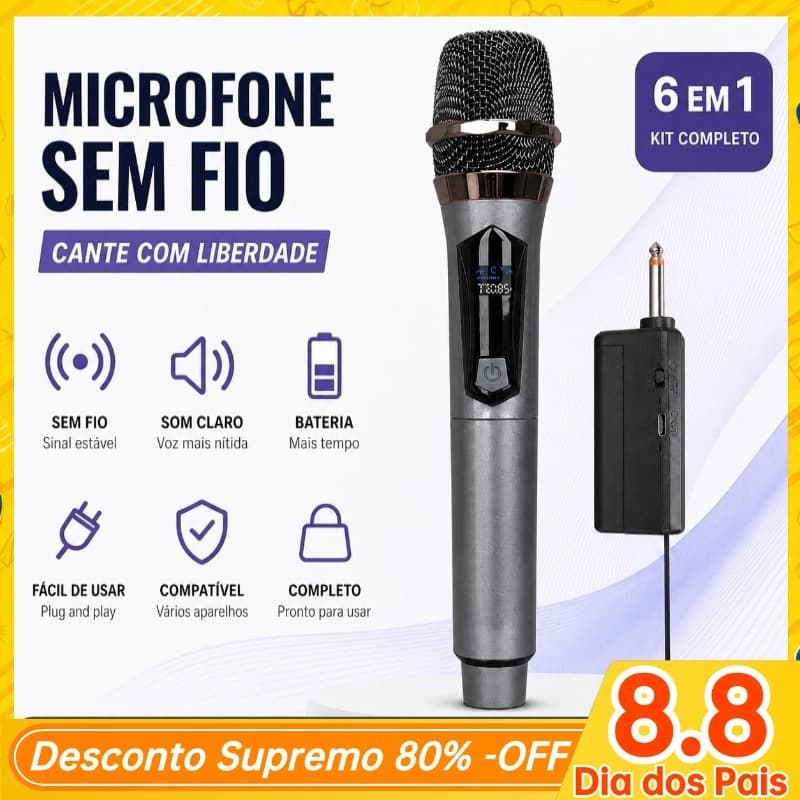 Microfones Sem Fio Uhf Duplo Profissional Digital Recarregável-Versão Aprimorada-HY-109