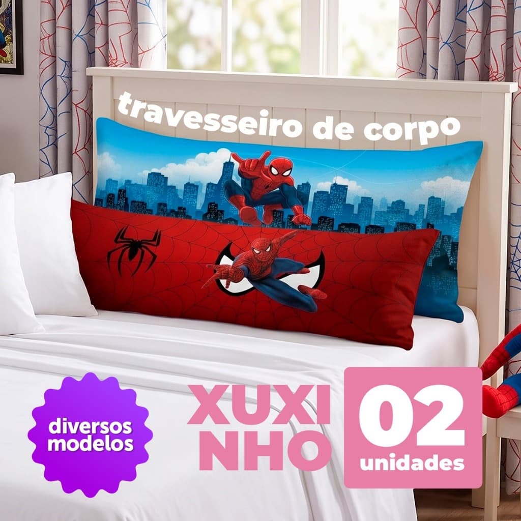 Kit 02 Xuxinho Xuxão Travesseiro Almofada de Corpo Infantil 85x25cm Super Fofo Enchimento  Silicone