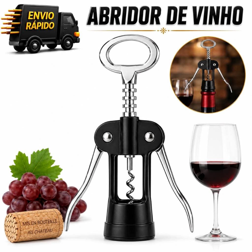 Abridor de Garrafas e Saca-Rolhas para Vinho, Ideal para Adultos em Casa, Cozinha, Bar, Festa e Churrasco