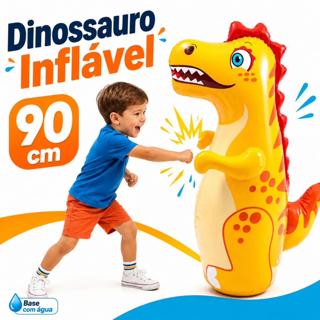 João Bobo Inflável Teimoso Saco Pancada Divertido Dinossauro Lutador Premium Infantil