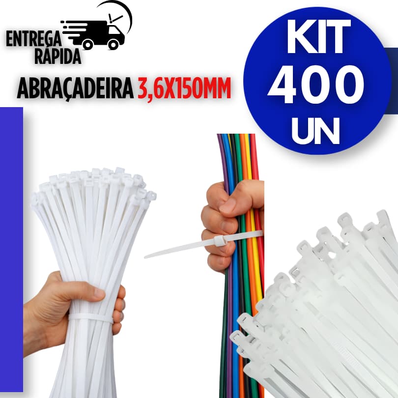 Abraçadeiras Nylon Enforca Gato Branca 3,6x15mm  Plásticas Presilhas Cintas Resistente multiuso