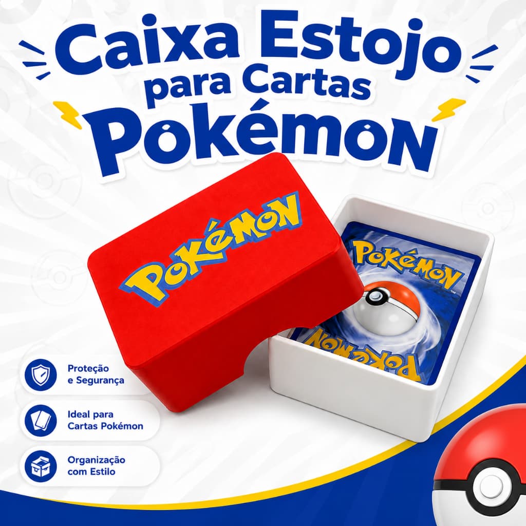 Caixa Estojo para Cartas Pokémon | Case Box para 100 Cards | Porta Cartas