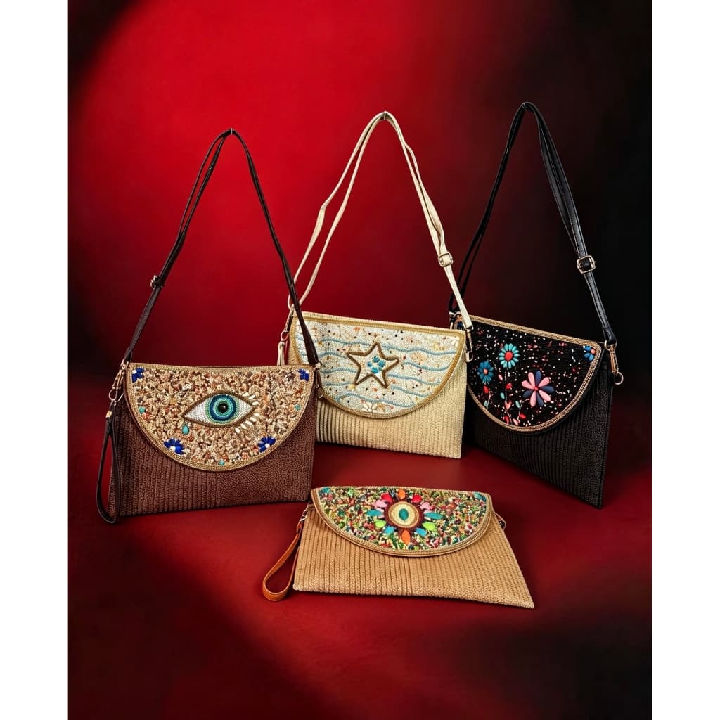 Bolsa de Crochê Bordada à Mão - Estilo Boho Luxo