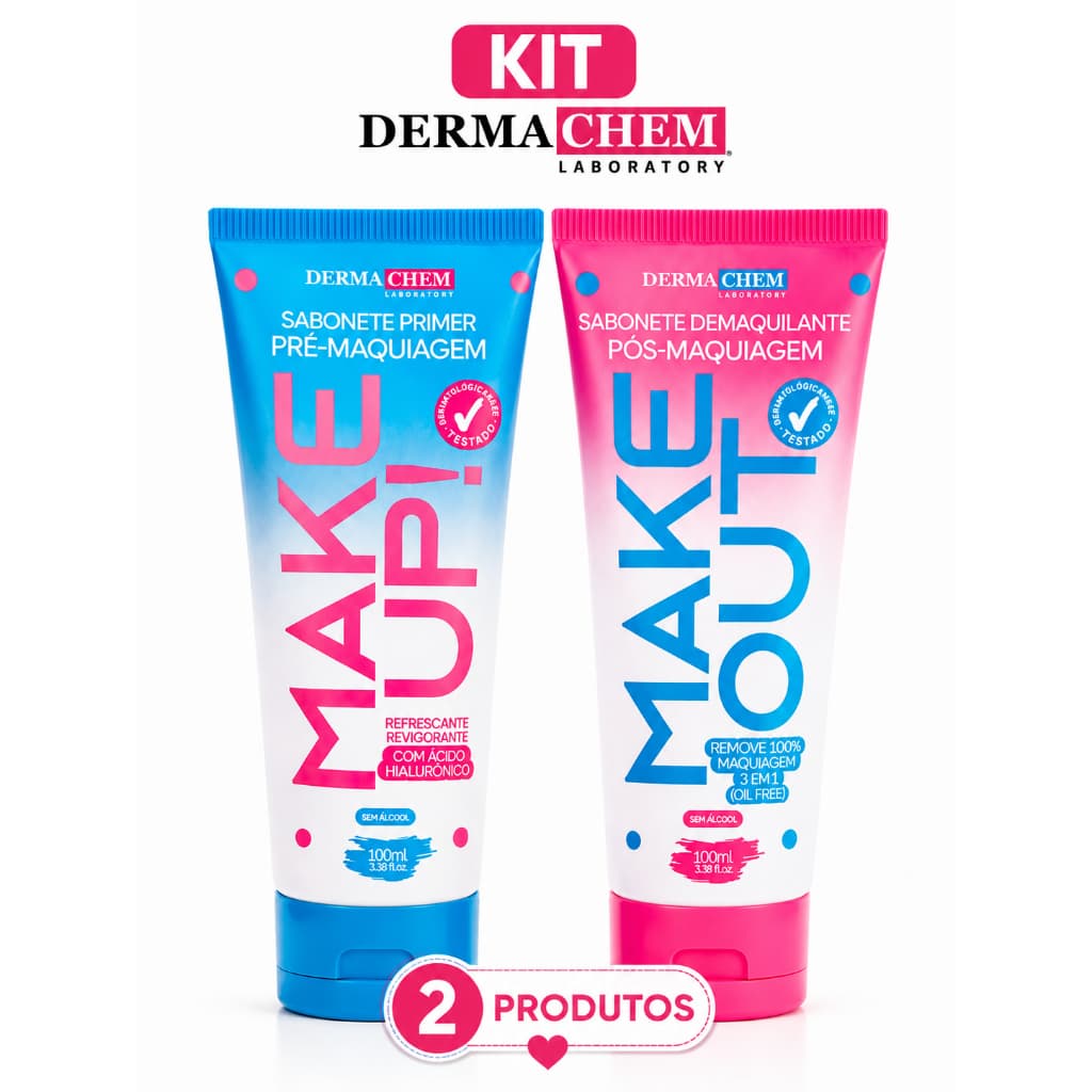 Kit Dermachem Sabonete Primer Pré Maquiagem + Demaquilante Pós Maquiagem 100ml