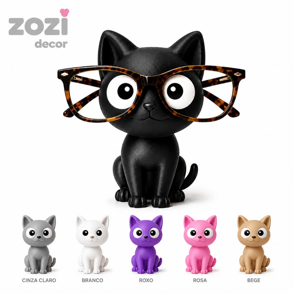 Porta Óculos Gatinho Suporte Organizador de Mesa Decorativo Descanso para Óculos
