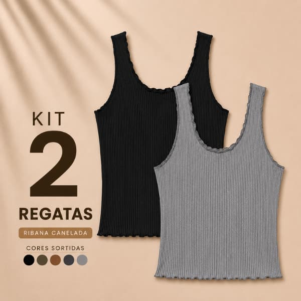Kit 2 Regata Feminina Ribana Canelada Básica Blusa Casual Premium Blusinha Camiseta Dia a Dia Confortável