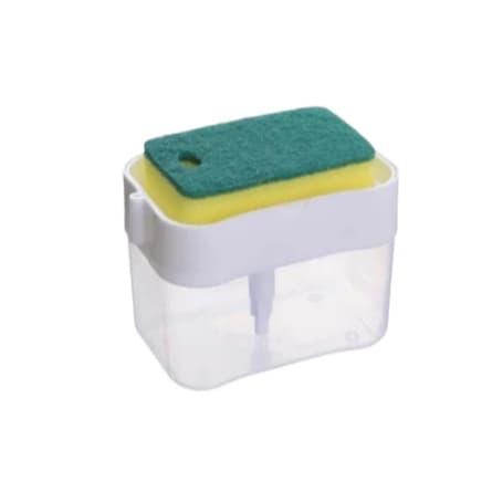 Dispenser Para Detergente Sabao 2x1 Detergente Suporte Porta Bucha Esponja branco