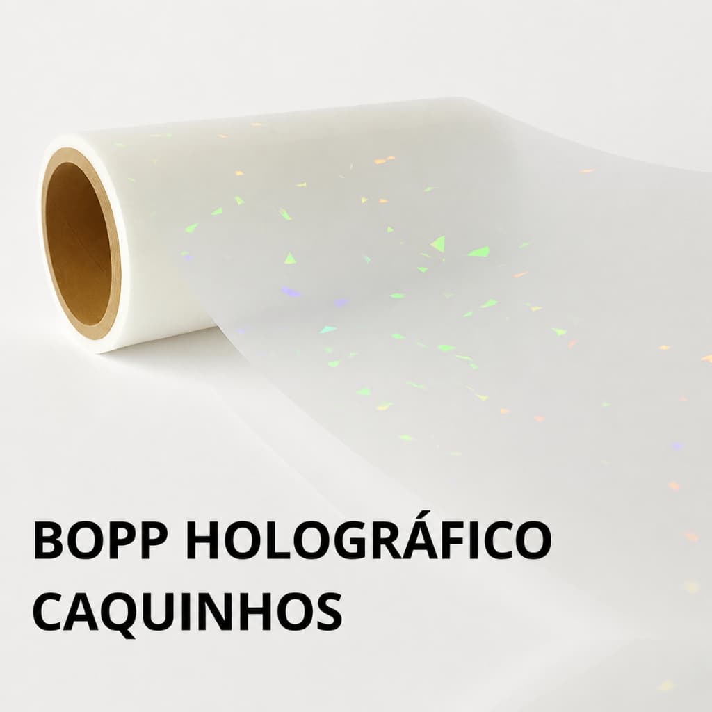 Bopp Holográfico Pedras Caquinhos Laminação a Quente 10 a 50 Metros x 22cm