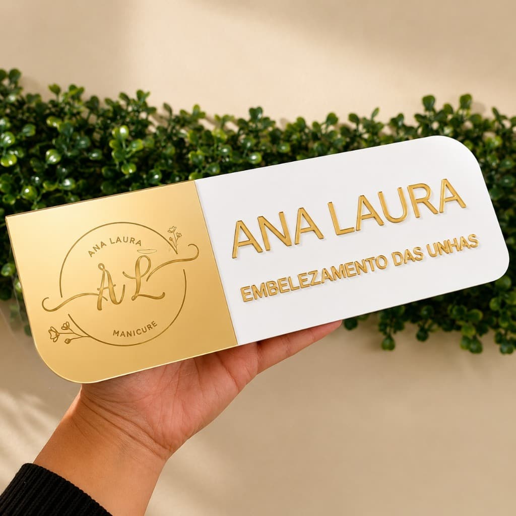 Placa Personalizada para Logo em Acrílico 3D Aplique de Parede para Escritórios e Lojas