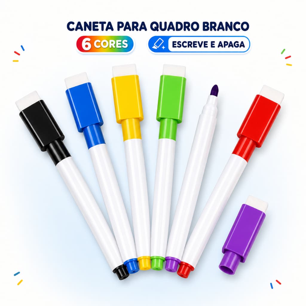 6 Cores Kit Caneta 6/12/18 Unidades Quadro Branco Marcador Apagável com Apagador