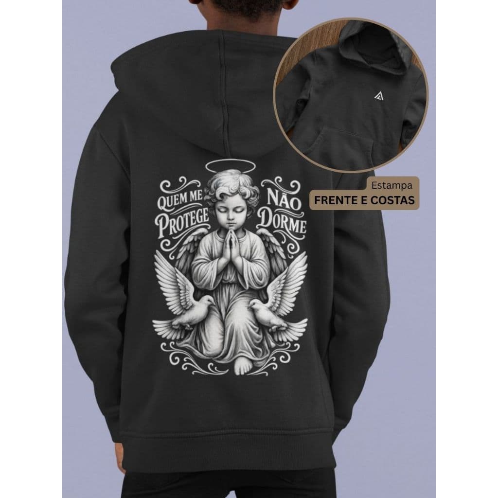 Moletom Blusa de Frio Infantil Estampa Streetwear Quem me Protege Não Dorme Adolescente Moleton Masculino ou Feminino