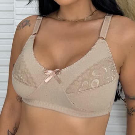 Sutia Reforçado cotton algodão com renda Sem Bojo sem aro conforto qualidade para senhora feminina soutien sutiã