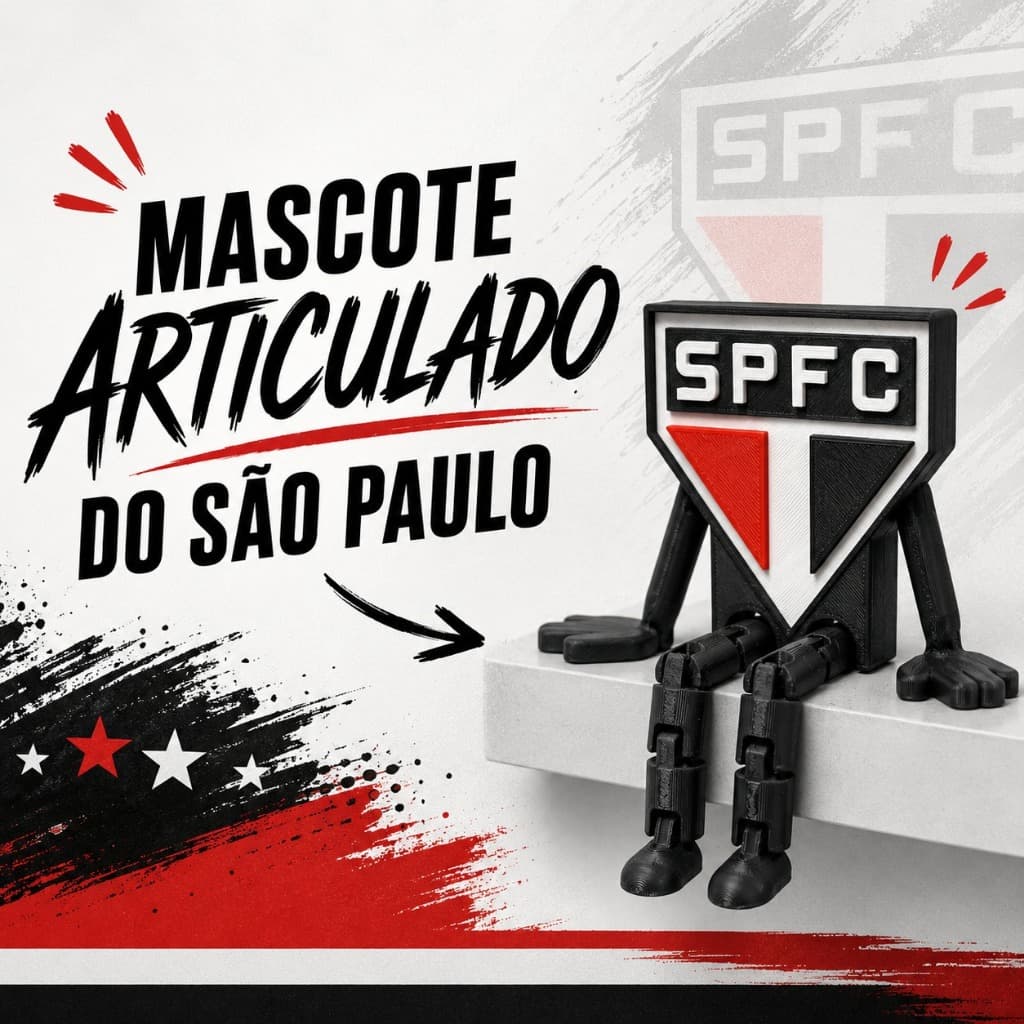 Boneco Articulado São Paulo Pernas Flexíveis | Criativo Decoração para Torcedores