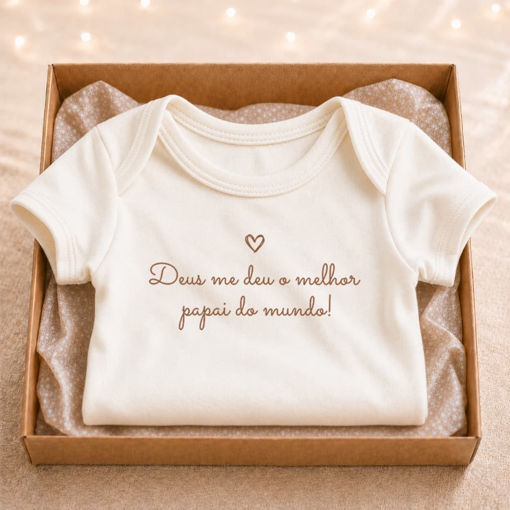 Body Anúncio e Revelação da Gravidez Dia dos Pais Frase "DEUS ME DEU O MELHOR PAPAI DO MUNDO"
