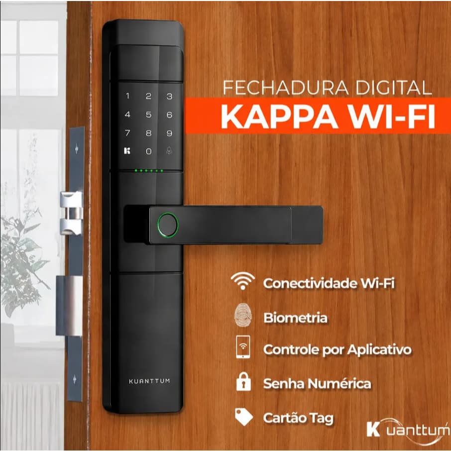 Fechadura Digital Eletronica Biometrica Kuanttum Kappa Wi-Fi Aplicativo TUYA