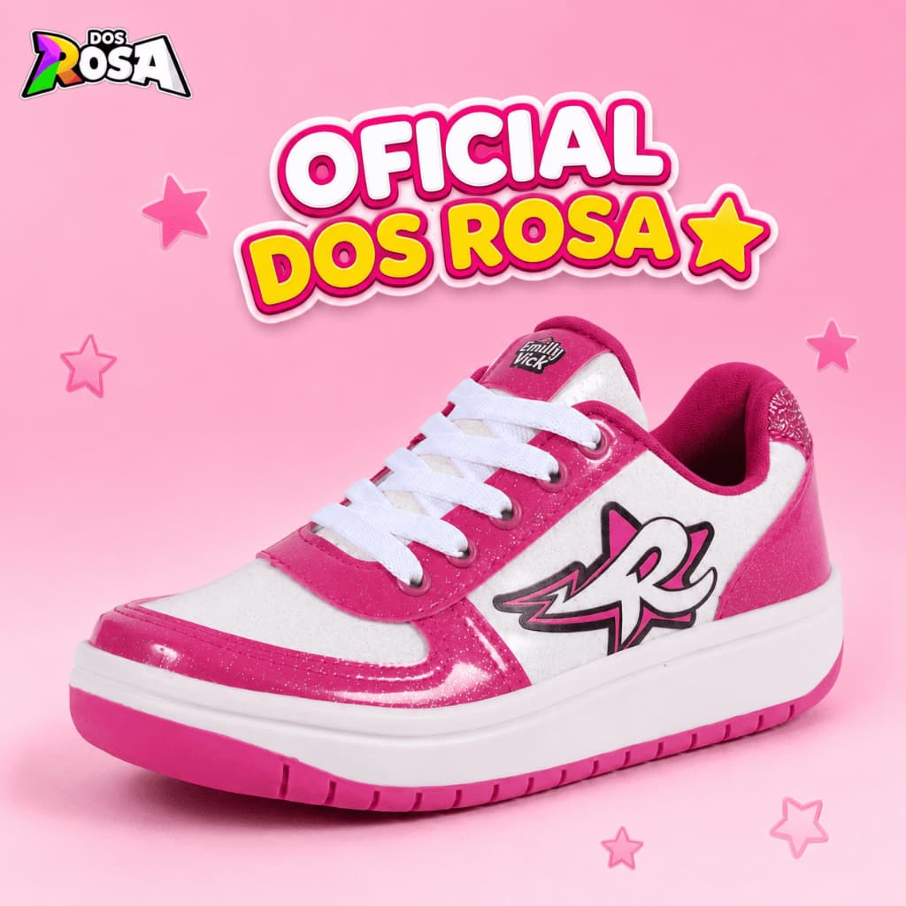 Tênis Feminino Menina Dos Rosa Emilly Vick Branco Rosa EDDR02E