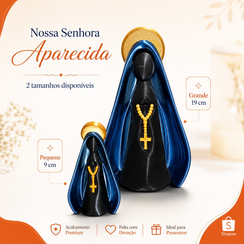 Imagem Nossa Senhora Aparecida Minimalista 9cm 19cm Escultura Religiosa Decorativa para Sala Quarto Altar